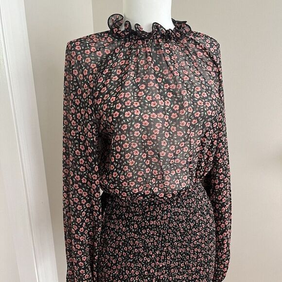 C Meo Collective Dress S ditzy Floral Longevity Smocked Sheer Grunge Whimsigoth - Picture 11 of 16